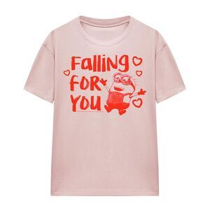 Minions Unisex Adult Falling For You Ladies T-Shirt / Powder Rose